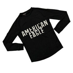 American Eagle Men's Active Flex Black Long Sleeve With Reflective Logo Chest